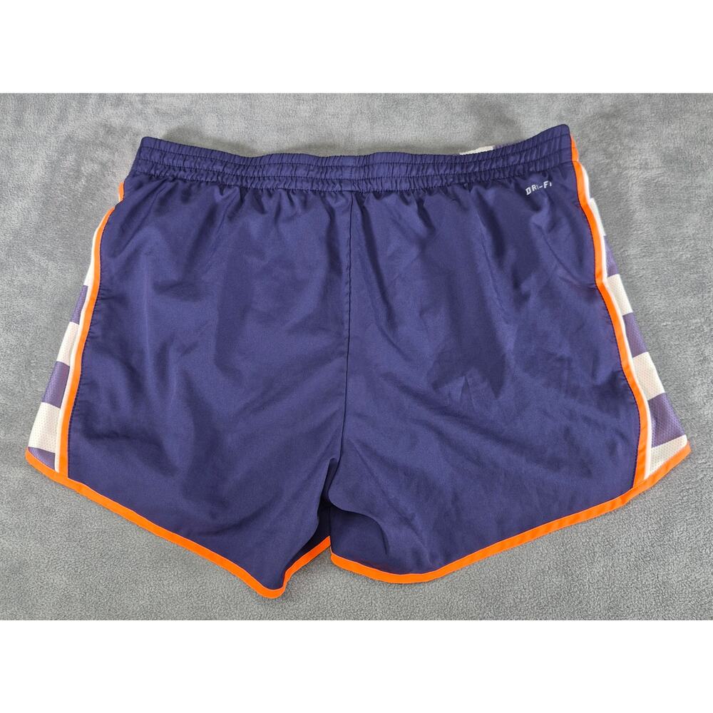 Nike Womens Dri-FIT Running Shorts Purple Orange Trim Size L Athletic - Picture 2 of 9
